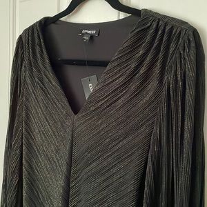 Express Black and Gold Long Sleeve Bodysuit Size Small